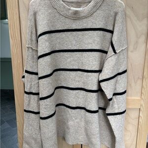Aerie Beige and Black Striped Sweater
